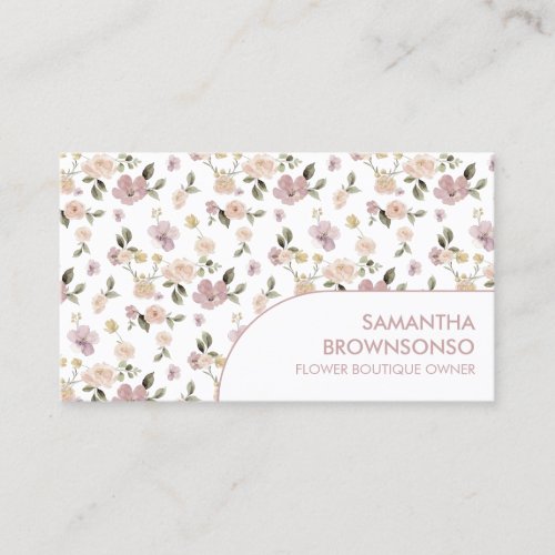 Simple Cute Flower Pattern Botanical Business Card