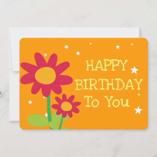 Simple Cute Flowers Happy Birthday Greetings Card