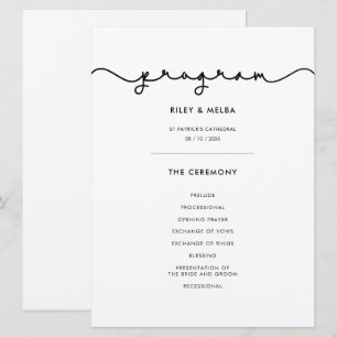 Simple cute font wedding program