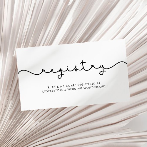Simple cute font wedding registry card