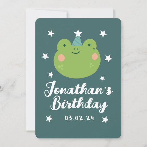 Simple Cute Frog Forest with Animals Birthday  Invitation