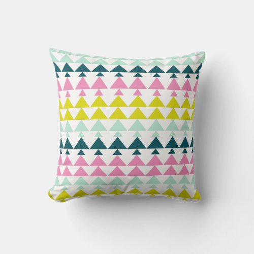 Simple Cute Geometric Pattern Pink Mint Chartreuse Throw Pillow