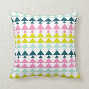 Simple Cute Geometric Pattern Pink Mint Chartreuse Throw Pillow