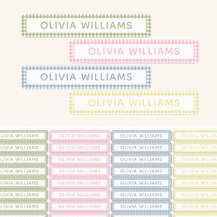 Simple Cute Gingham Personalized Name Kids' Labels