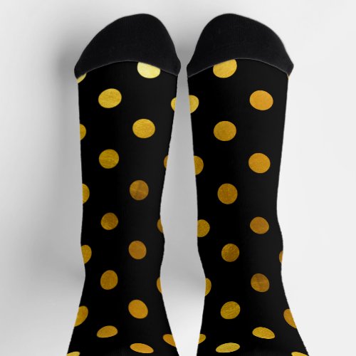 Simple Cute Girly Black and Gold Luxury Polka Dots Socks