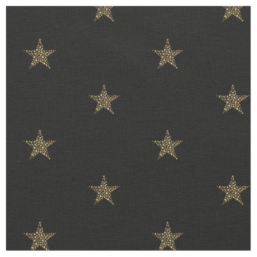 Simple Cute Gold Star With Black Pattern Fabric