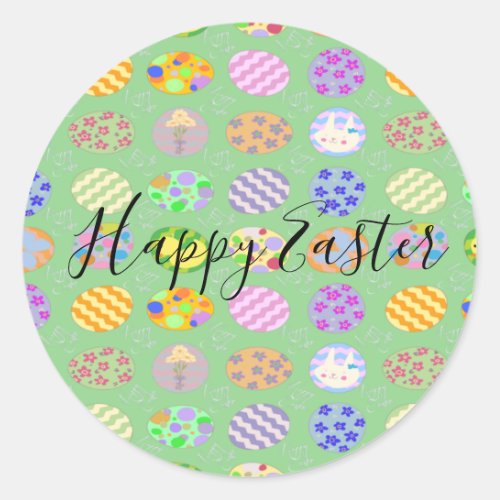 Simple cute  green Easter Classic Round Sticker