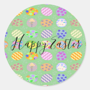 Simple cute green Easter Classic Round Sticker