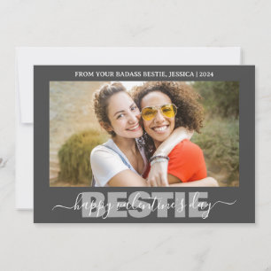 Simple Cute Happy valentines day for bestie Holiday Card