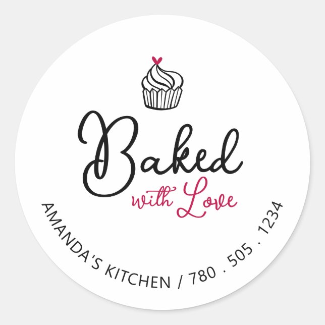 Simple Cute Heart Baked with Love package sticker (Front)