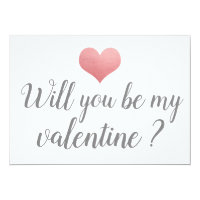 Simple Cute Heart Be My Valentine Romantic Script Card