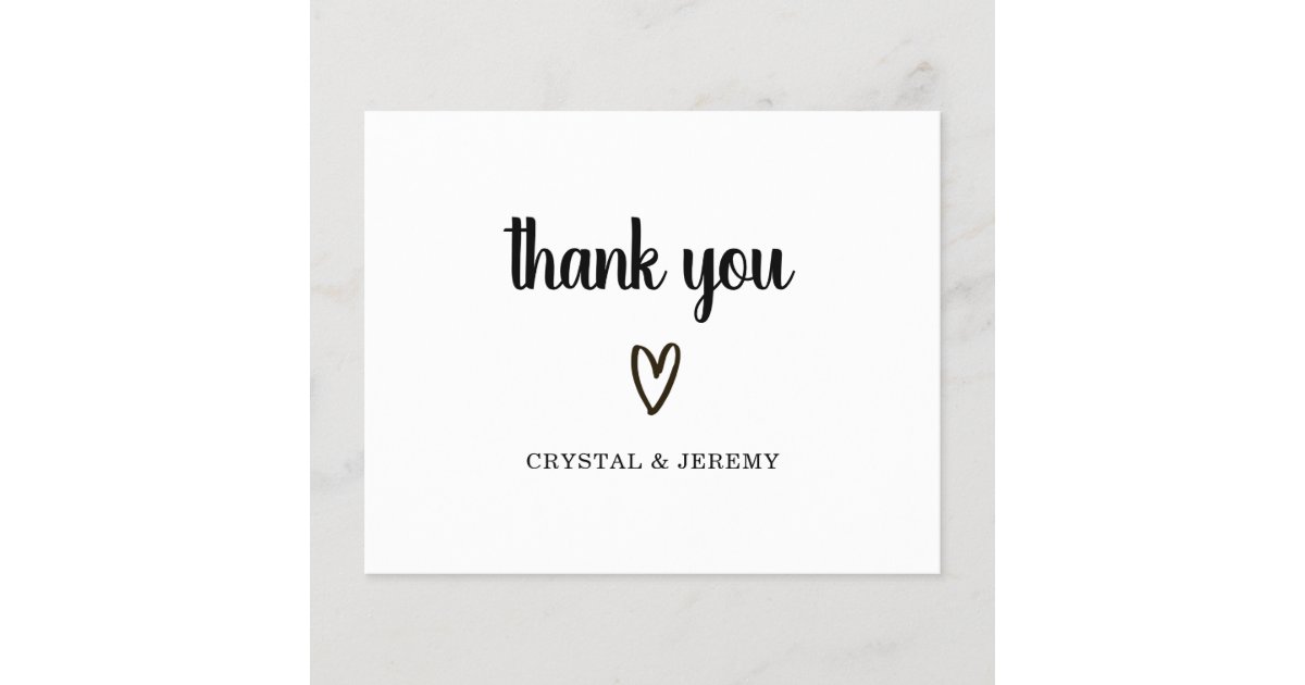 Simple Cute Heart Budget Wedding Thank You Card Zazzle