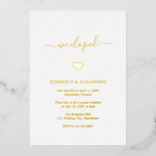 Simple Cute Heart Gold Modern Wedding Reception Foil Invitation