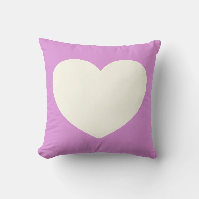 Simple Cute Heart Illustration in Pink and White Throw Pillow (Front)