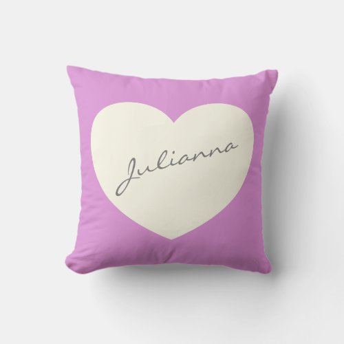 Simple Cute Heart Illustration Pink Personalized Throw Pillow