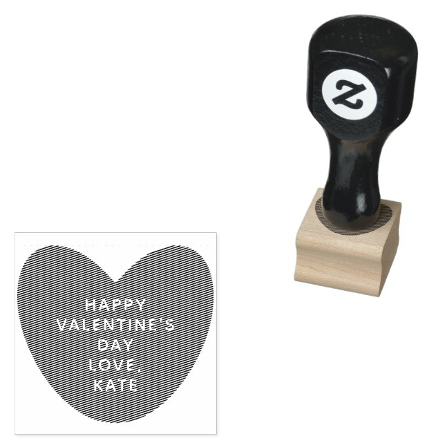 Simple cute heart personalized Valentine's Day Rubber Stamp (Stamped)