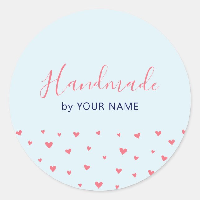 Simple Cute Hearts Handmade package sticker (Front)