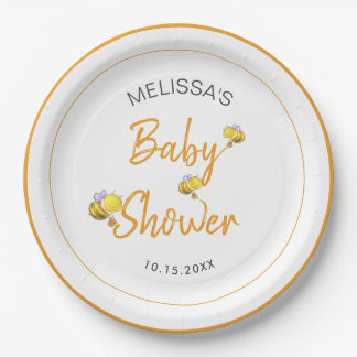 Simple Cute Honey Bee Baby Shower Party Paper Plates