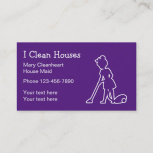 Simple Cute House Cleaning Service Business Card