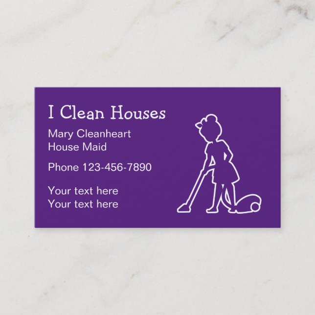 Simple Cute House Cleaning Service Business Card (Front)