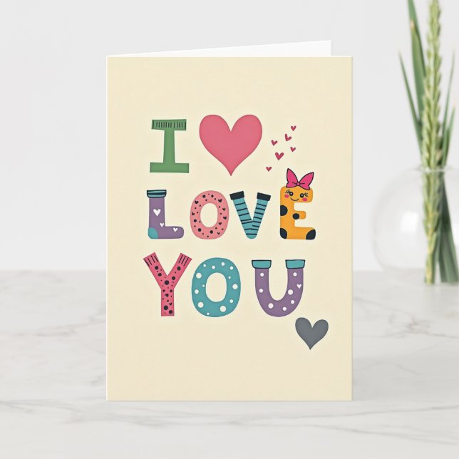 Simple Cute I Love You Card (Front)