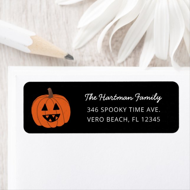 Simple Cute Jack-o-Lantern Pumpkin Halloween Label (Insitu)