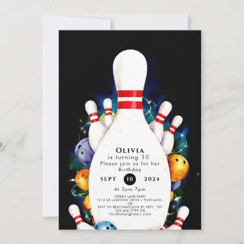 Simple Cute Kids Bowling Birthday Invitation