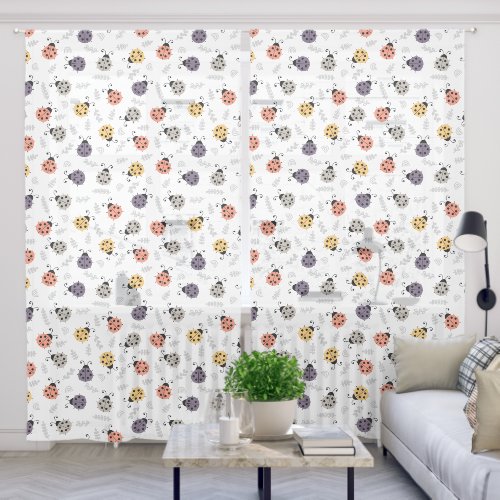 simple cute ladybugs pattern sheer curtains