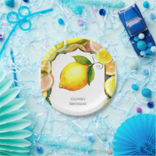 Simple Cute Lemon Birthday Paper Plates