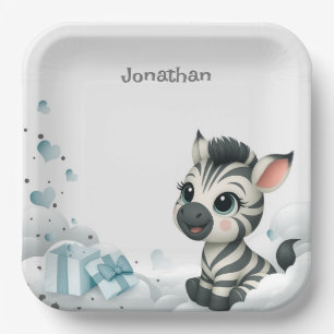 Simple cute little cartoon zebra paper plates