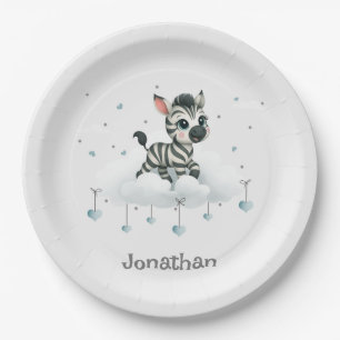 Simple cute little cartoon zebra paper plates
