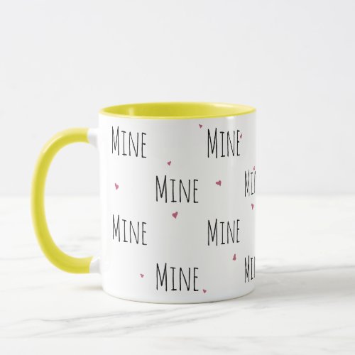 Simple Cute Little hearts  Mine text  Love Mug