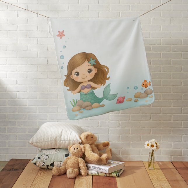 Simple cute little mermaid  baby blanket (In Situ)