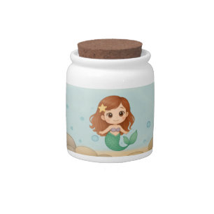Simple cute little mermaid candy jar