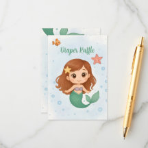 Simple cute little mermaid enclosure card