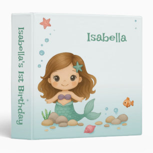 Simple cute little mermaid photo album 3 ring binder