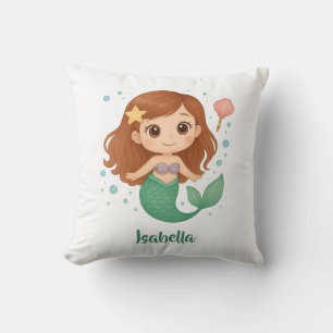 Simple cute little mermaid throw pillow