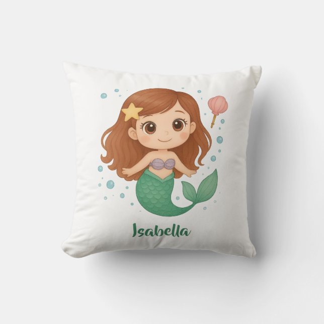 Simple cute little mermaid throw pillow (Front)