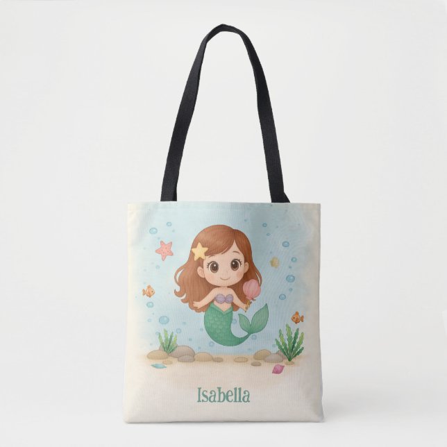 Simple cute little mermaid tote bag (Front)