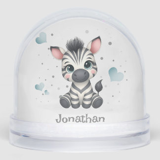 Simple cute little zebra snow globe