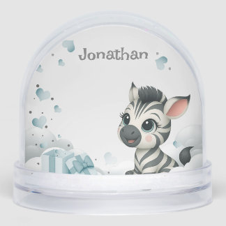Simple cute little zebra snow globe