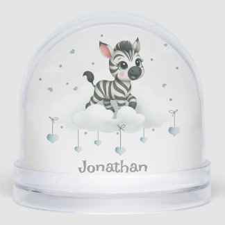Simple cute little zebra snow globe