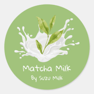 Simple Cute Matcha Green Tea Milk Label