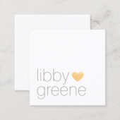 Simple Cute Modern Gold Glitter Heart Networking Square Business Card (Front/Back)