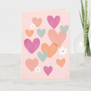 Simple Cute Modern Hearts Valentine's Day Holiday Card