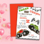 Simple cute modern monster truck kid 2nd birthday invitation<br><div class="desc">Rev up the excitement for your child's birthday with our "Monster Truck Bash 2nd Birthday Invitation!" This is perfect for young monster truck enthusiasts, featuring dynamic illustrations of roaring monster trucks in action, complete with mud splashes and tire tracks. Bold and vibrant text declares "SMASH and CRASH, " setting the...</div>