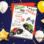 Simple cute modern monster truck kid 3rd birthday  invitation<br><div class="desc">Rev up the excitement for your child's birthday with our "Monster Truck Bash 3rd Birthday Invitation!" This is perfect for young monster truck enthusiasts, featuring dynamic illustrations of roaring monster trucks in action, complete with mud splashes and tire tracks. Bold and vibrant text declares "SMASH and CRASH, " setting the...</div>