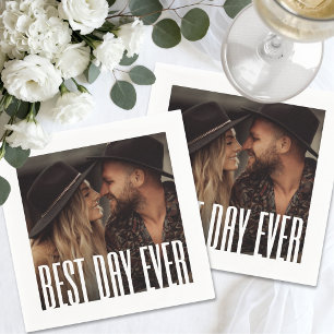 Simple Cute Modern Photo Wedding Napkins