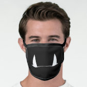 Simple Cute Monster Teeth Black And White Face Mask (Worn Him)