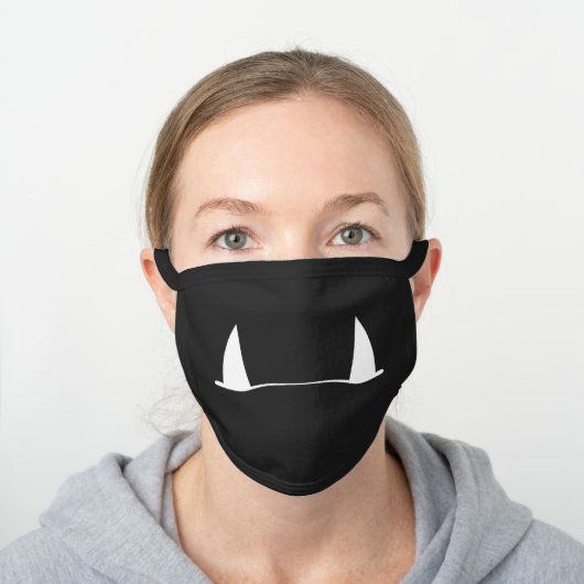 Simple Cute Monster Teeth Black Cotton Face Mask (Worn)